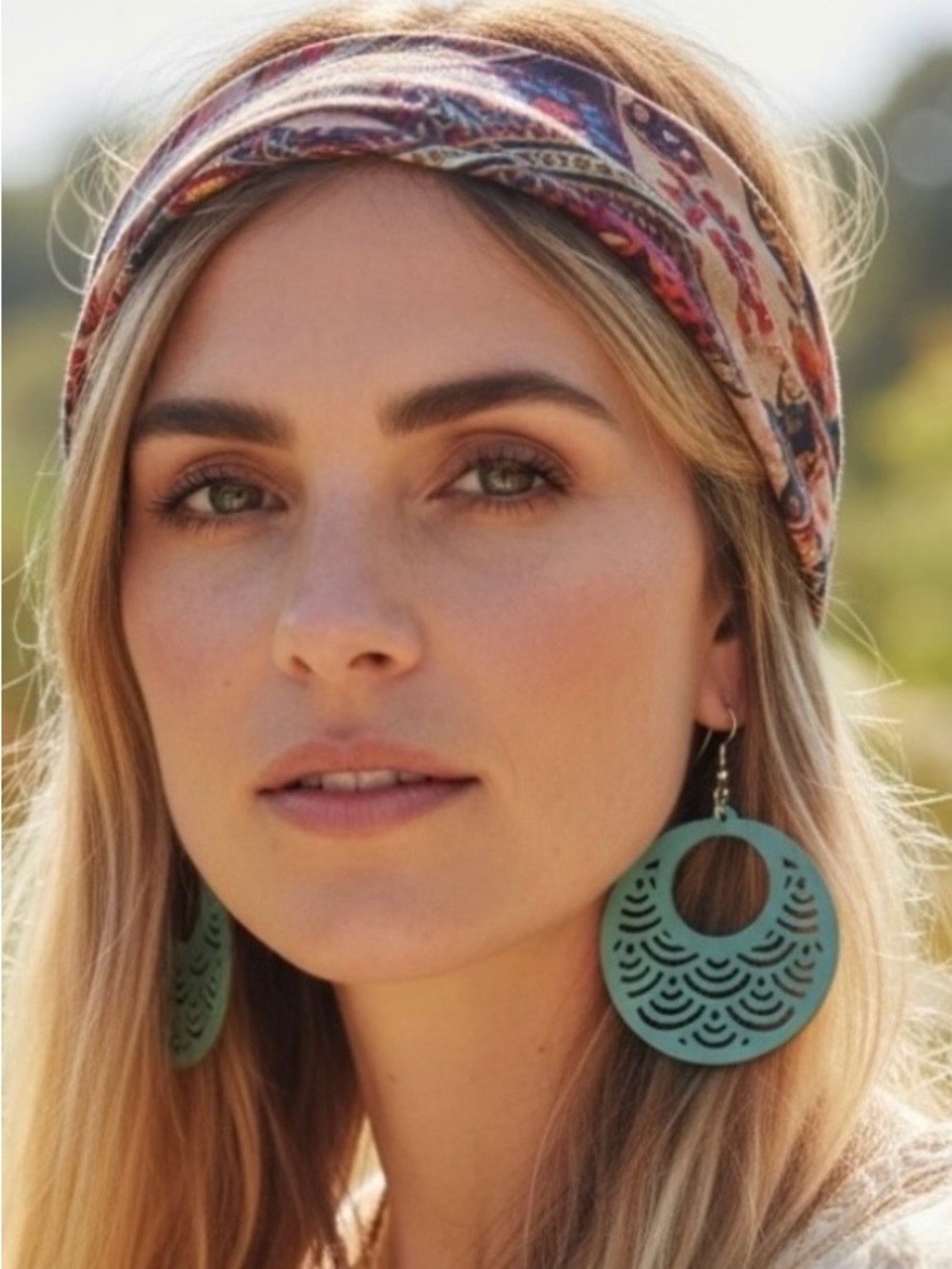 Boho Green Wooden Hoop Earrings by Plunder Design!